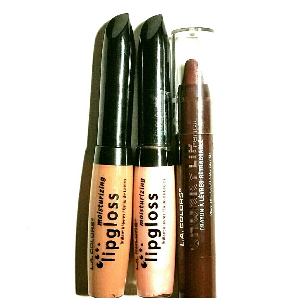 LA Colors lip pencil and 2 moisturizing lip gloss